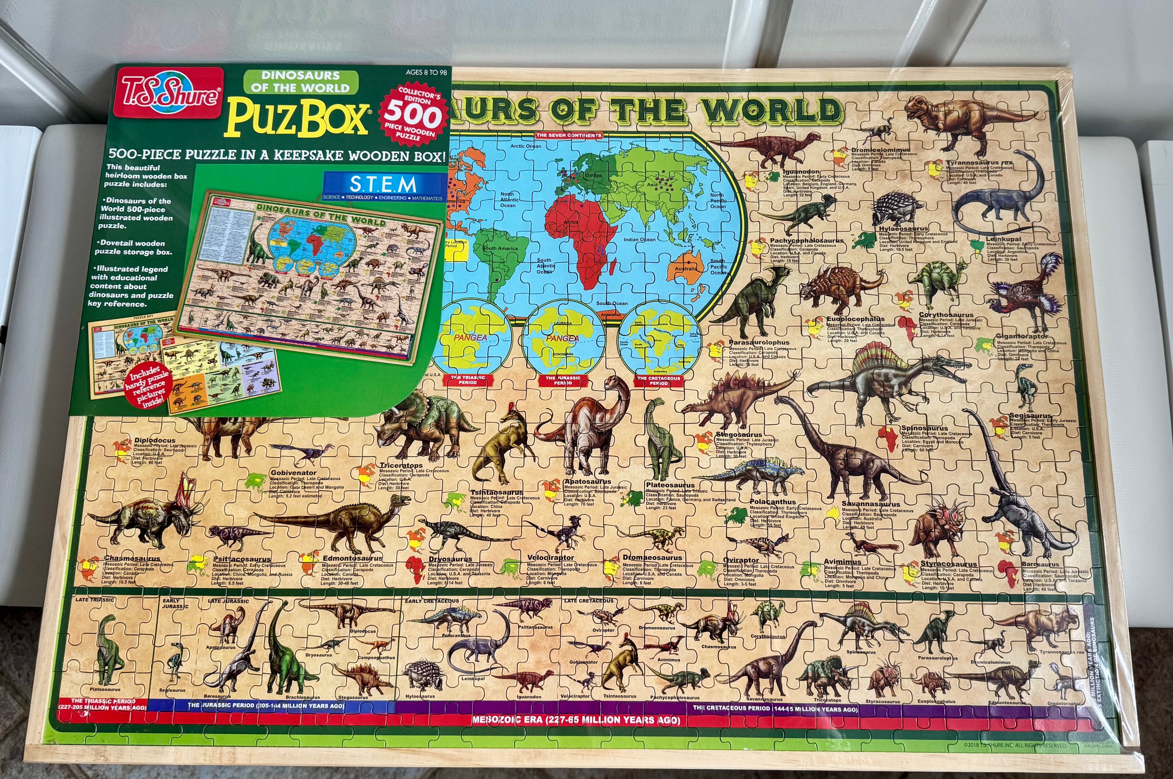 T.S. Shure 500 PC Dinosaurs of the World Wooden Puzzle Collector's Edition