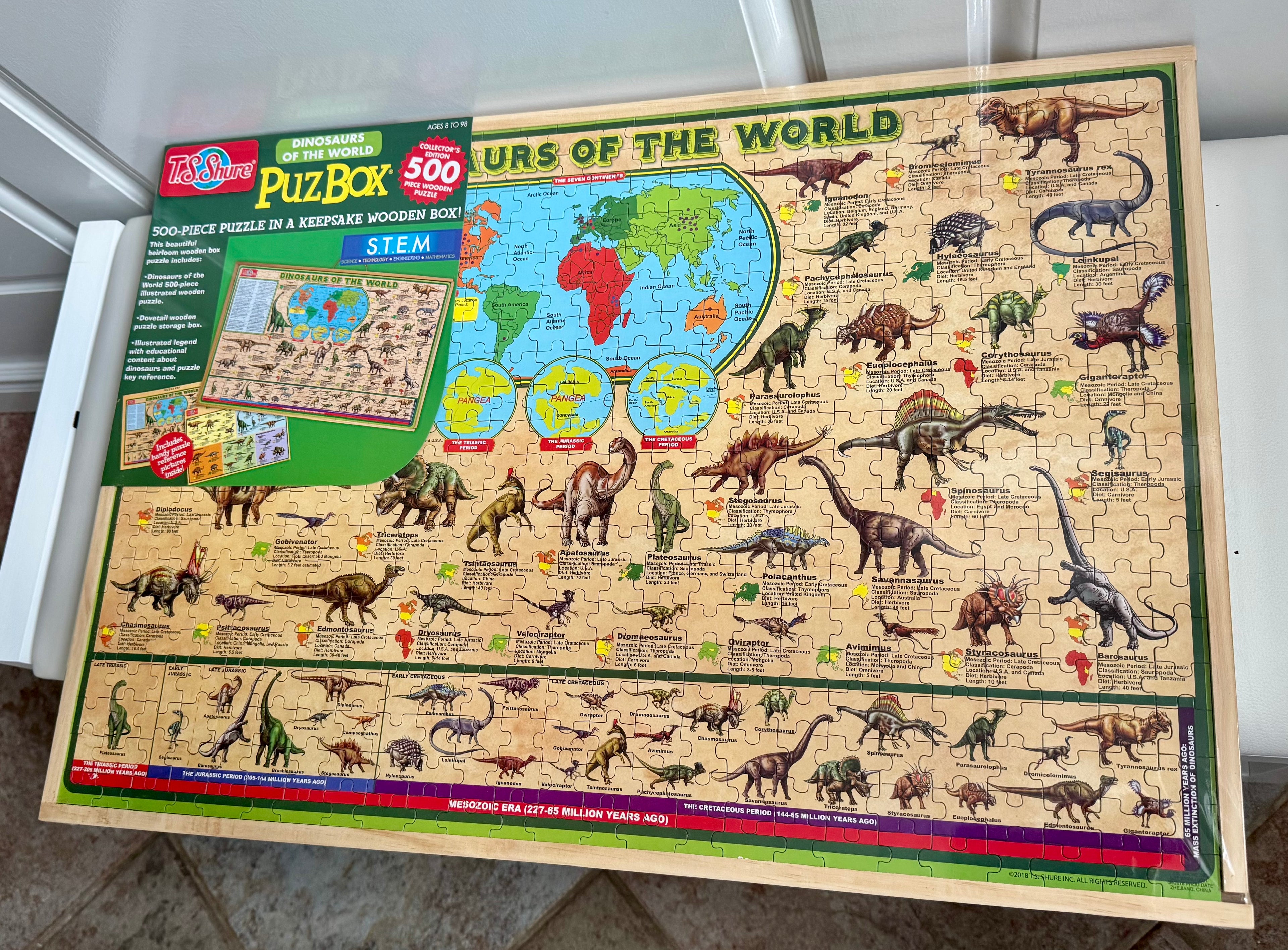 T.S. Shure 500 PC Dinosaurs of the World Wooden Puzzle Collector's Edition