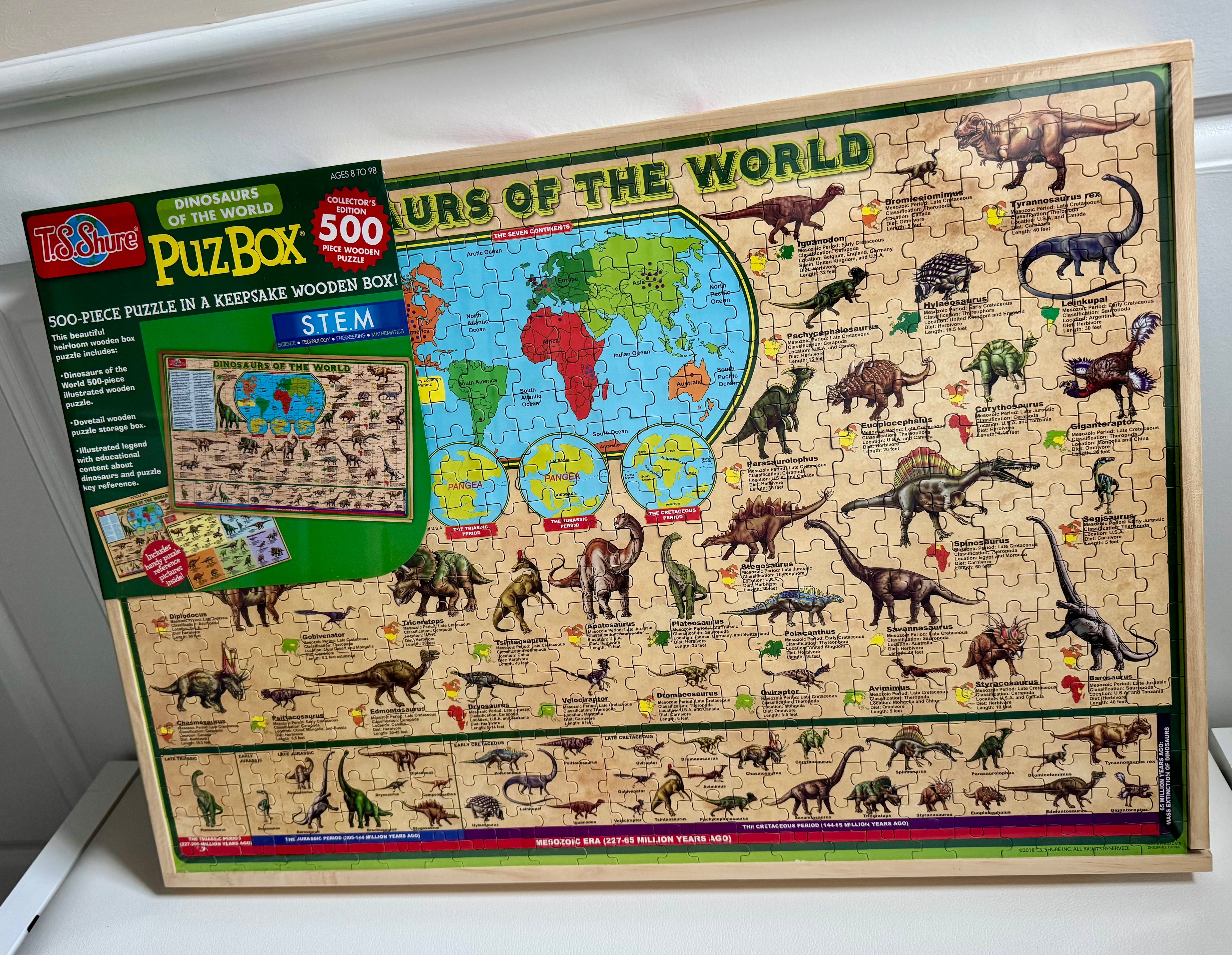 T.S. Shure 500 PC Dinosaurs of the World Wooden Puzzle Collector's Edition