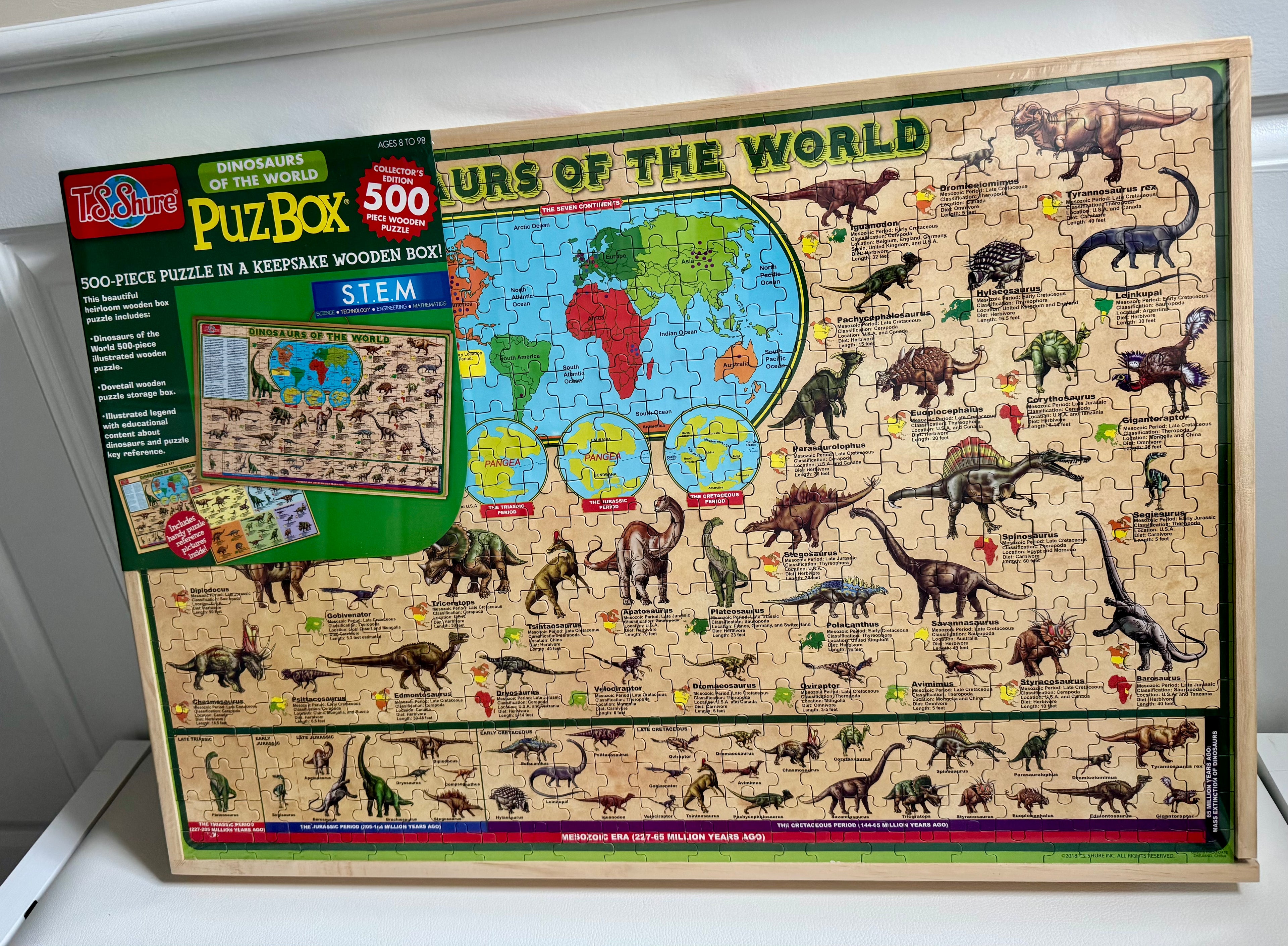 T.S. Shure 500 PC Dinosaurs of the World Wooden Puzzle Collector's Edition