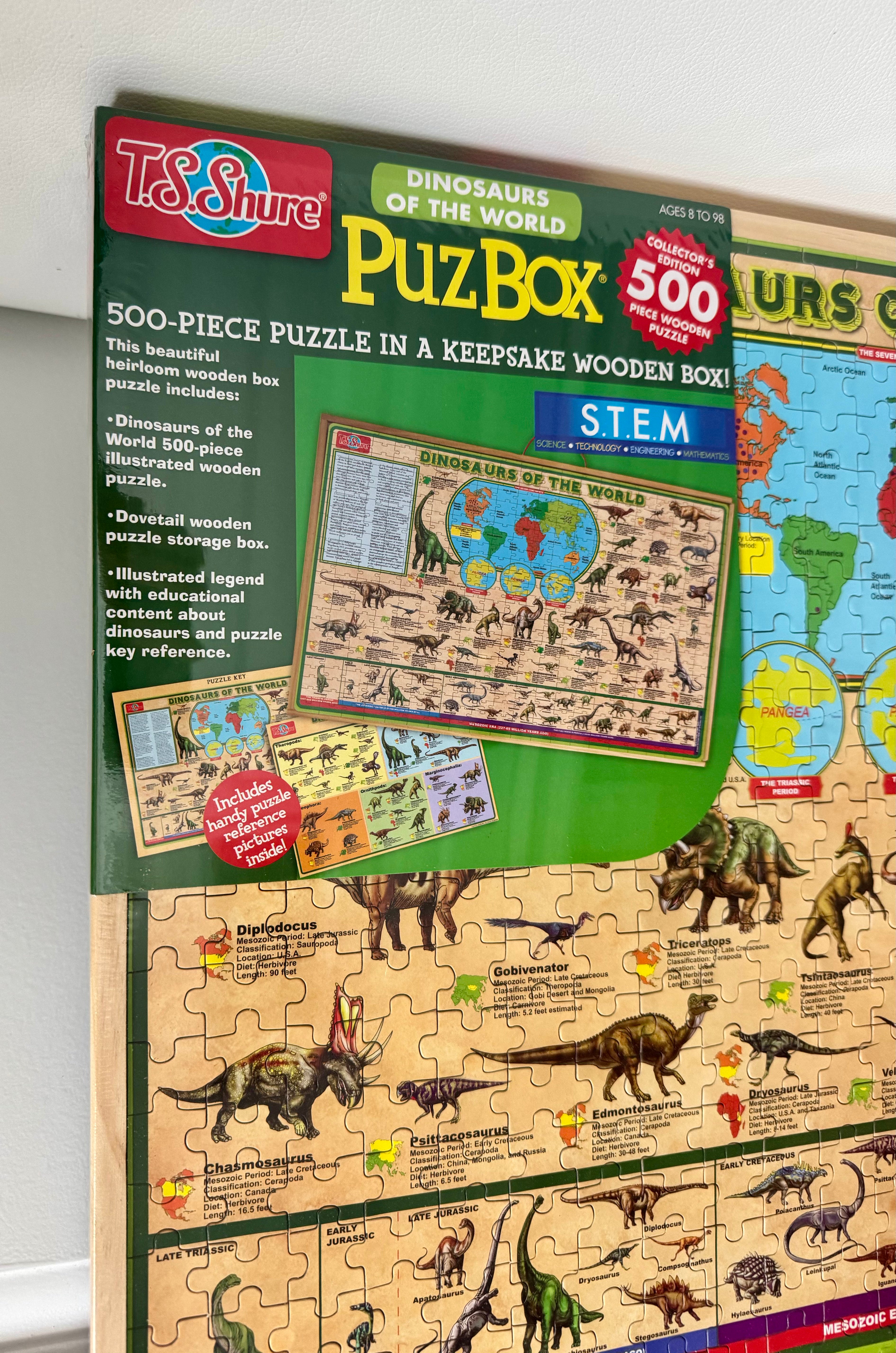 T.S. Shure 500 PC Dinosaurs of the World Wooden Puzzle Collector's Edition