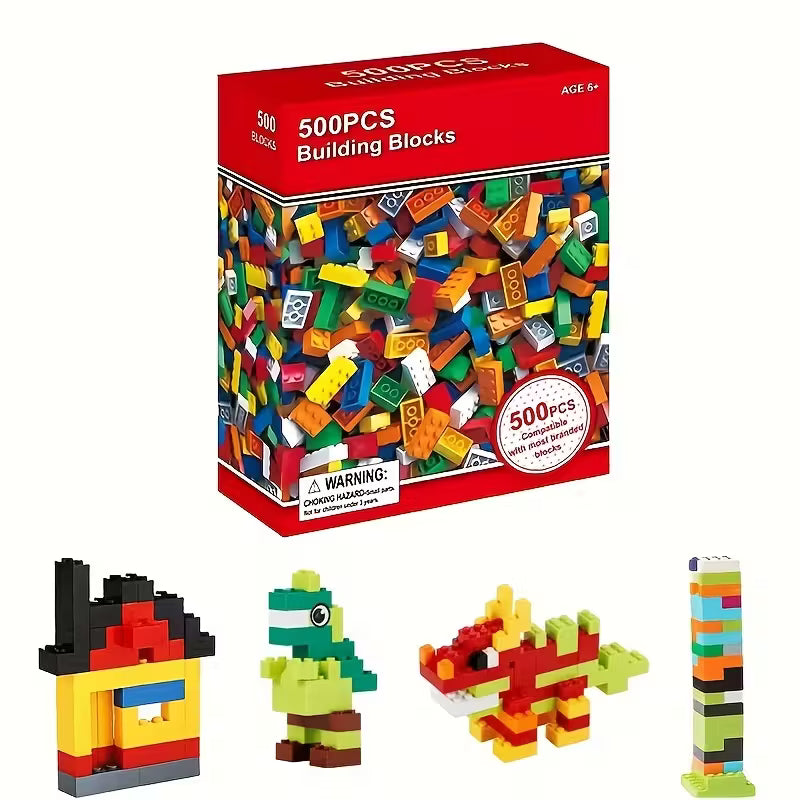 Building Blocks Compatible with Lego Classic in random color, 500 Pieces